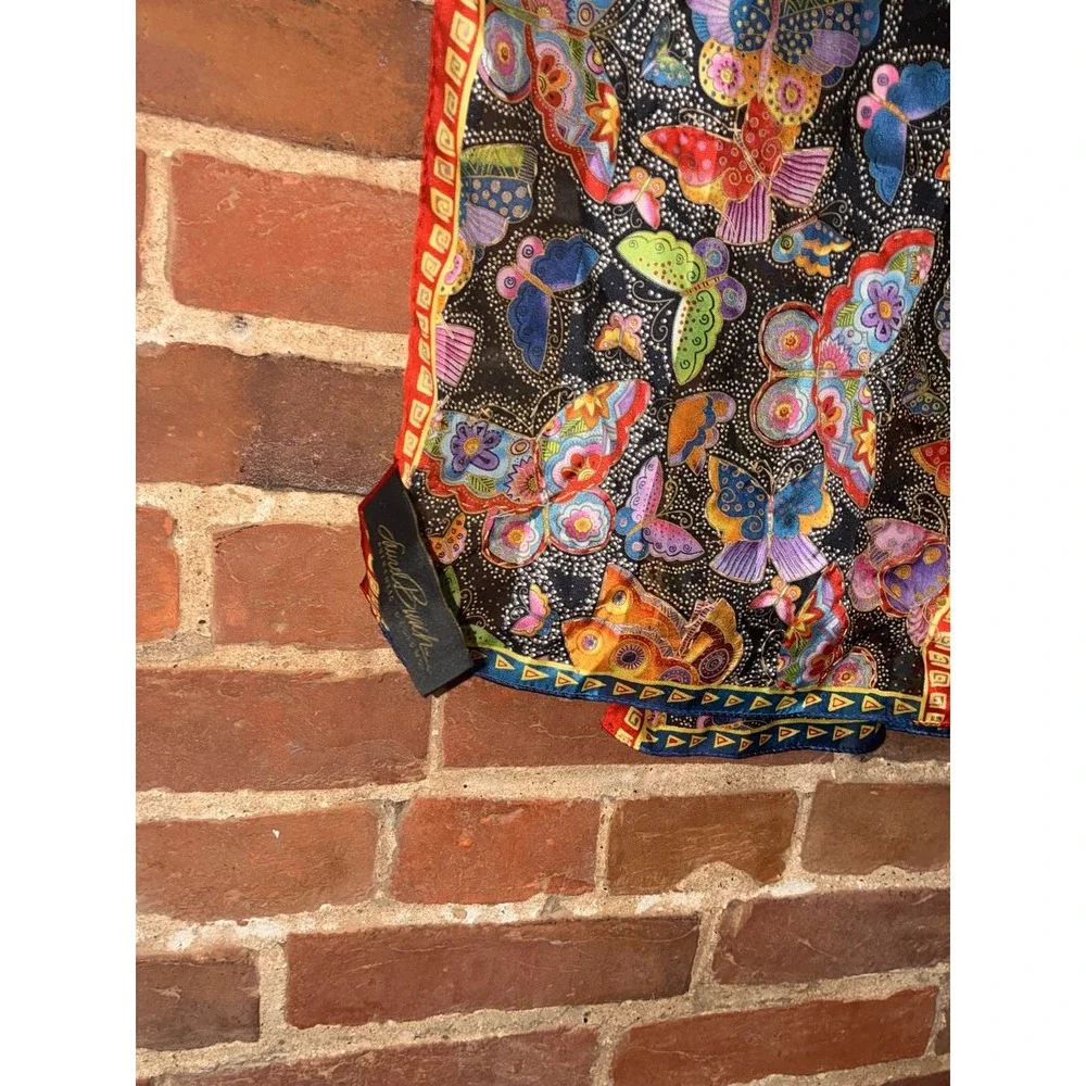 Laurel‎ Burch Silk Scarf Summer Butterflies Colorful Artistic